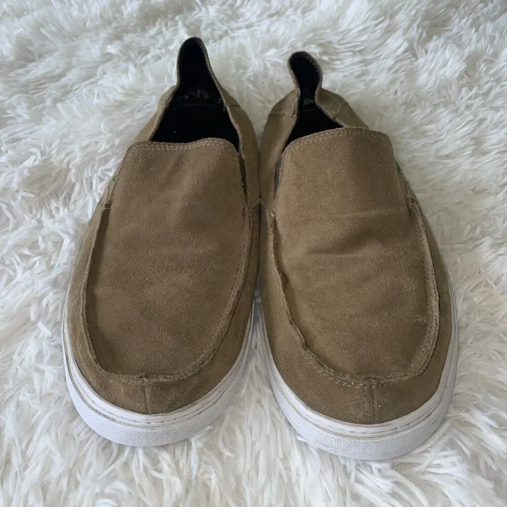Sanuk Vagabond Sidewalk Surfer Men’s 9 Tan Brown Slip On Comfort